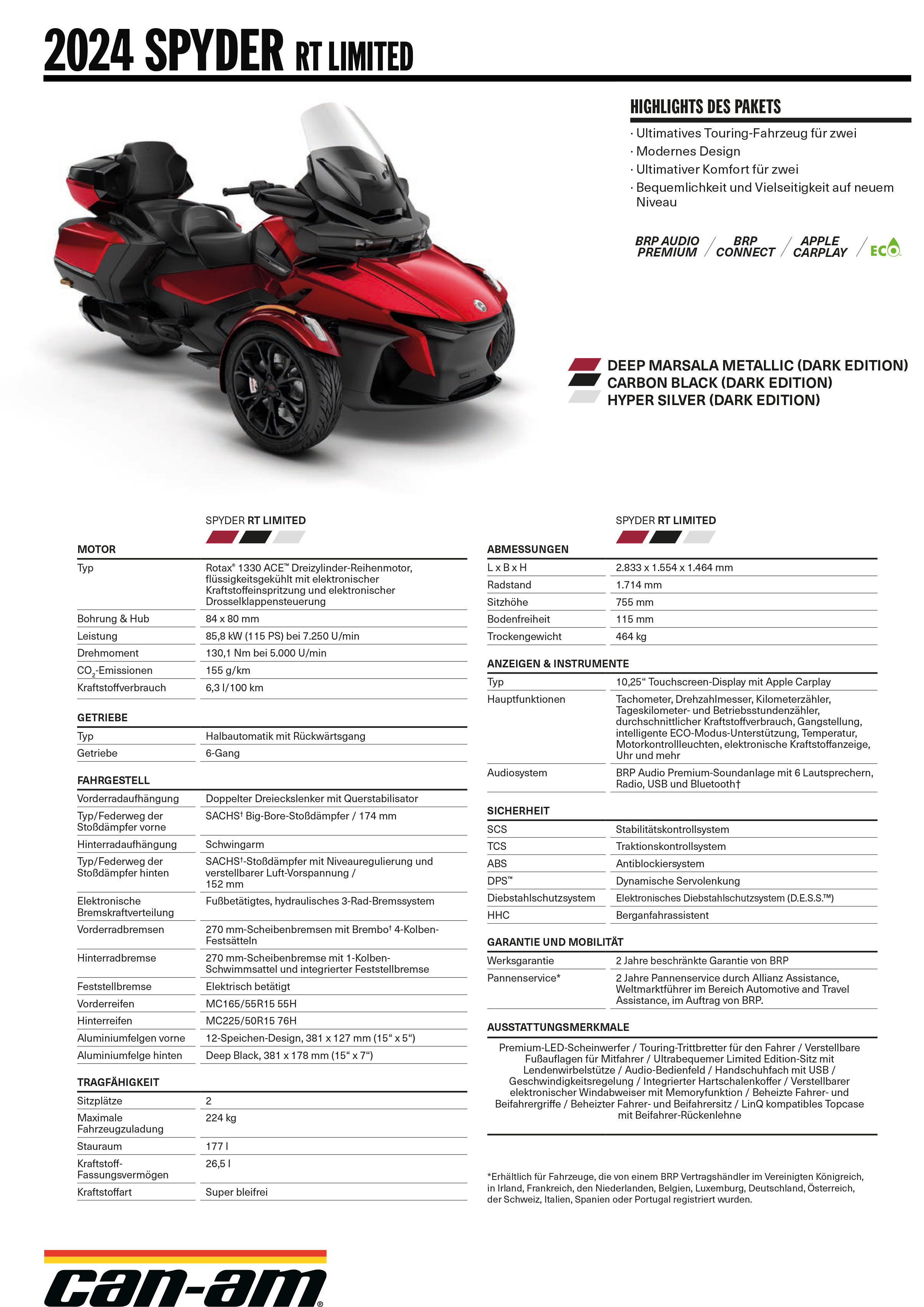 2024 BRP CANAM SPYDER RT Limited 1330 ACE Watzinger Power